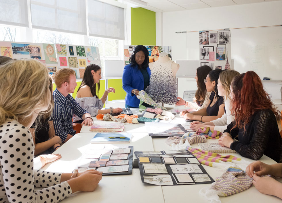 Thomas Jefferson University Fashion & Textile students in classroom 